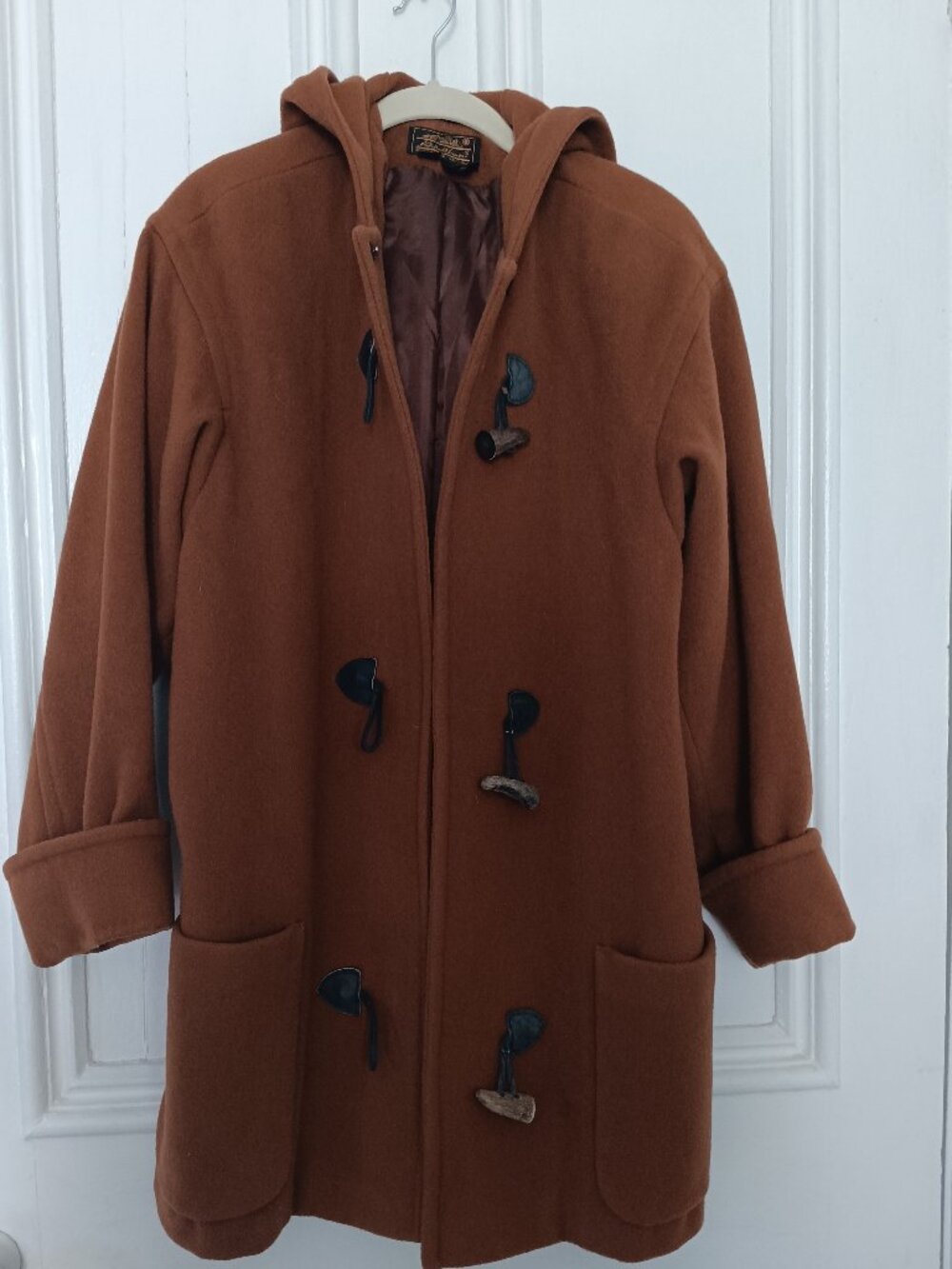 Eddie Bauer Wool Duffle Coat Women's S Toggle Hooded Heritage Prep USA Made